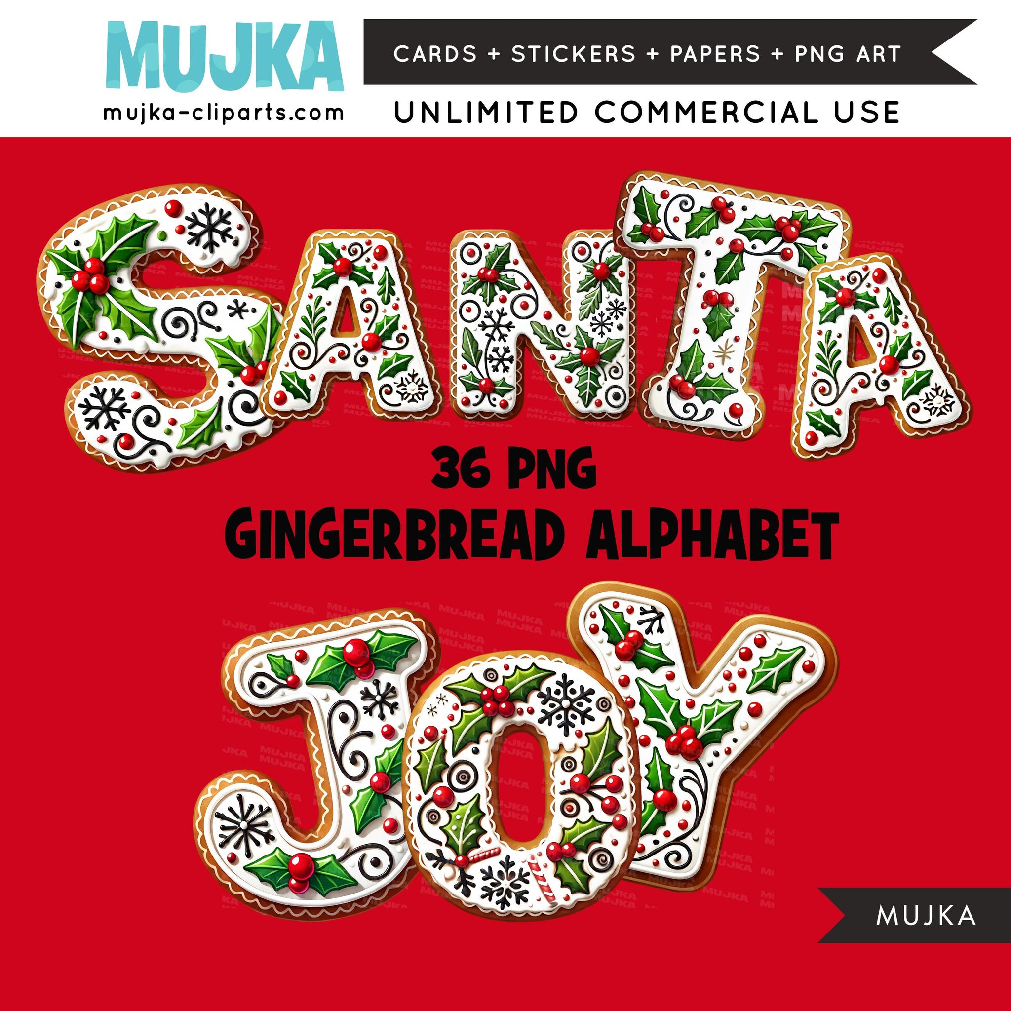 Christmas Alphabet PNG, Gingerbread letters and numbers, Cute Santa Alphabet Clipart, DTF, Sublimation Designs, Digital Download noel art