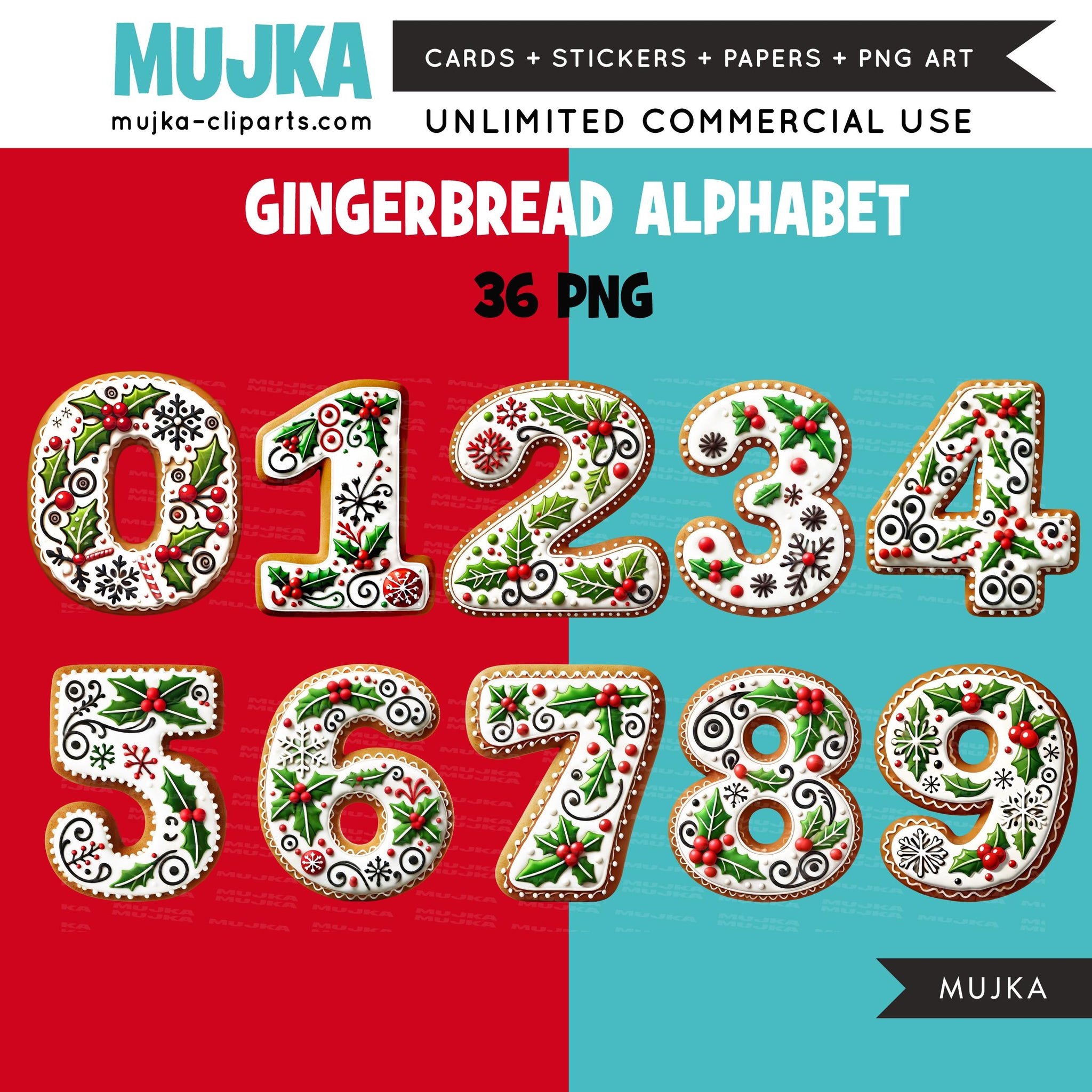 Christmas Alphabet PNG, Gingerbread letters and numbers, Cute Santa Alphabet Clipart, DTF, Sublimation Designs, Digital Download noel art