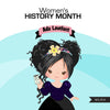 Women's History Month figures PNG clipart bundle, Marie Curie, Ada Lovelace, Mother Teresa, Virginia Woolf, Rosa Parks, Anne Frank image PNG