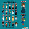 Women&#39;s History Month figures PNG clipart bundle, Marie Curie, Ada Lovelace, Mother Teresa, Virginia Woolf, Rosa Parks, Anne Frank image PNG