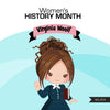 Women's History Month figures PNG clipart bundle, Marie Curie, Ada Lovelace, Mother Teresa, Virginia Woolf, Rosa Parks, Anne Frank image PNG