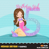 Mermaid Birthday Numbers SVG, PNG cutting files and clipart. Brunette Rainbow mermaid graphics for Cricut, Silhouette
