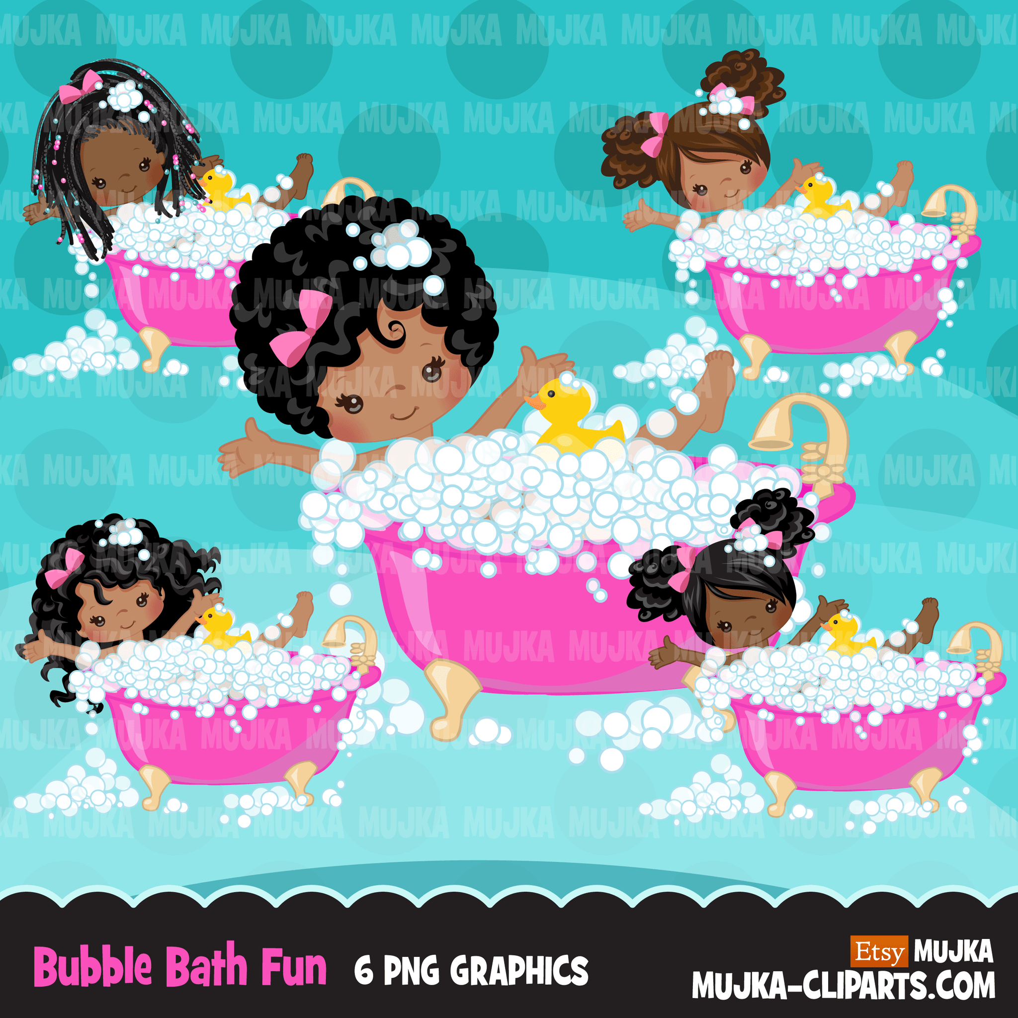 Spa Clipart Bundle. Spa birthday Party Graphics for girls, manicure, bath, nail polish, shower
