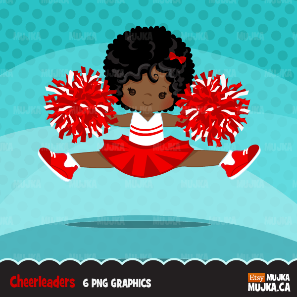 Cheerleaders Clipart Bundle. Cute girls sports graphics! Team Illustra ...