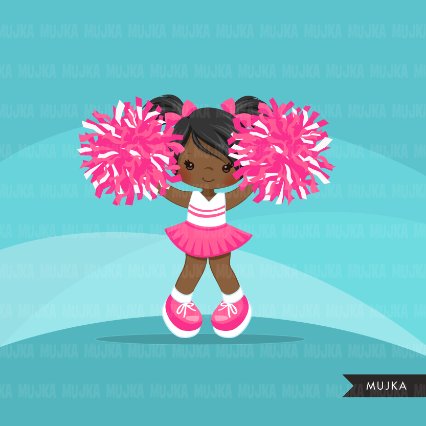 Cheerleaders Clipart Bundle. Cute girls sports graphics! Team Illustrations