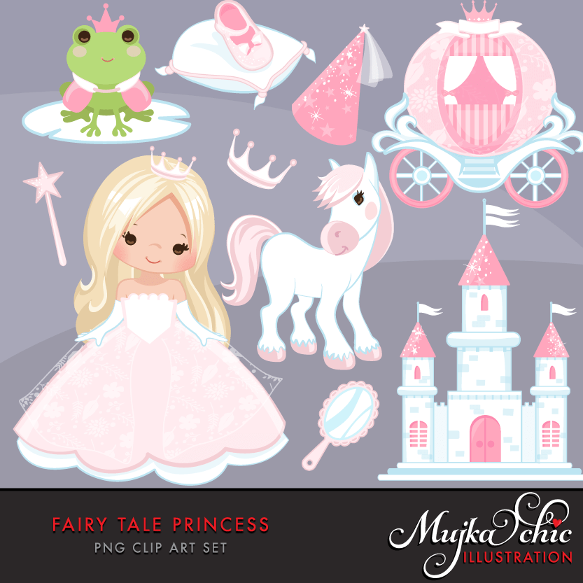 Fairy Tale Clipart Bundle. Princess and prince storybook graphics. Boy and Girl