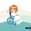 First Communion clipart, Special Needs designs, Wheelchair clipart, holy communion, girl png graphics, disable, religious, christian graphics