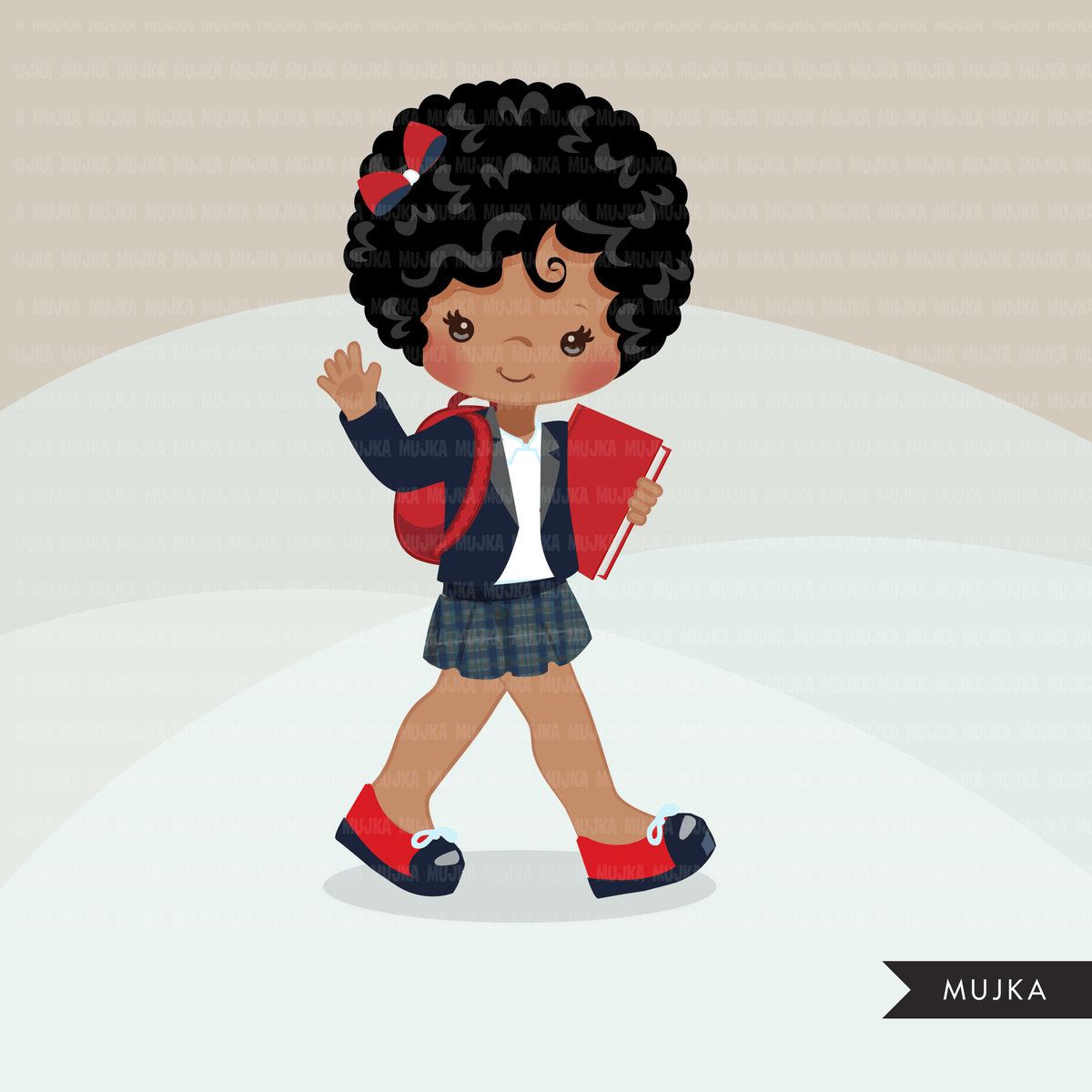 Formal black Student clipart, Black Back to School girl character grap ...