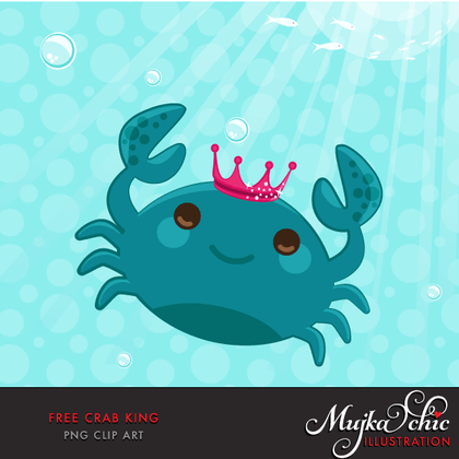 Free underwater sea elements, crab clipart, cute sea animal creature graphics
