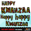 Free Happy Kwanzaa clipart, Kwanzaa letters, ankara pattern graphics, black history