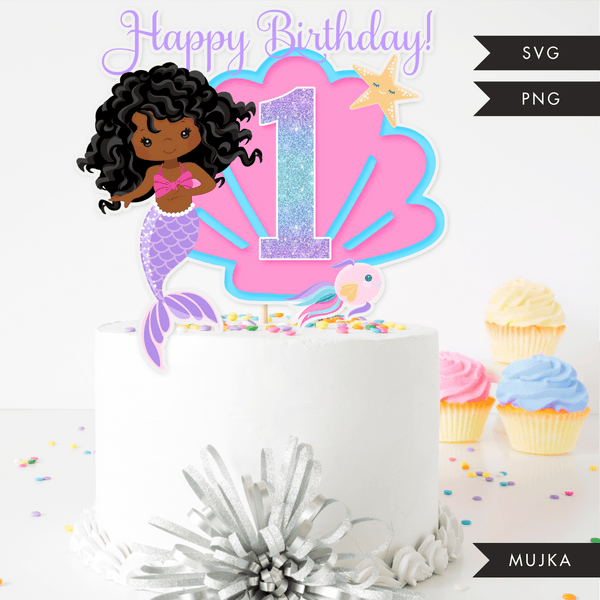 Mako mermaid Birthday Cake Topper Template Printable