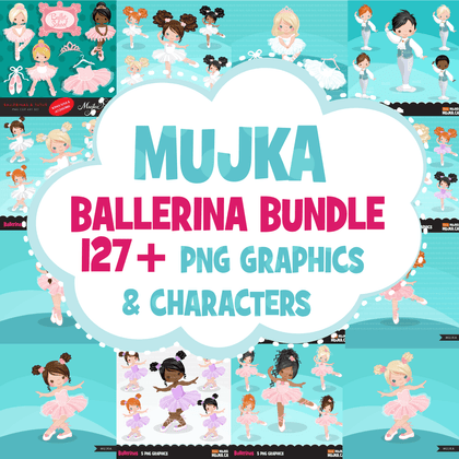 Ballerina Clipart Bundle, Cute ballerinas and ballet sets, dance graphics, Girls