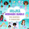 Little Mermaids clipart Bundle. Rainbow mermaid graphics. Girls