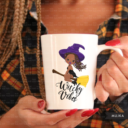 Halloween png, Halloween witch png, witchy vibes sublimation designs, Halloween clipart, witchy vibes, black woman witch Halloween shirt