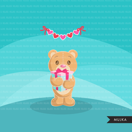 Free Valentine's day clipart, Cute animal graphics, digital PNG personal use Mujka