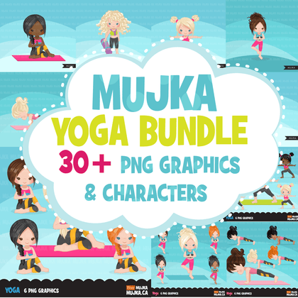 Yoga Clipart Bundle, Yoga healthy Life style graphics. Girls