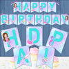 Mermaid Birthday Banner SVG, PNG cutting and print files. Brunette Rainbow mermaid graphics for Cricut, Silhouette