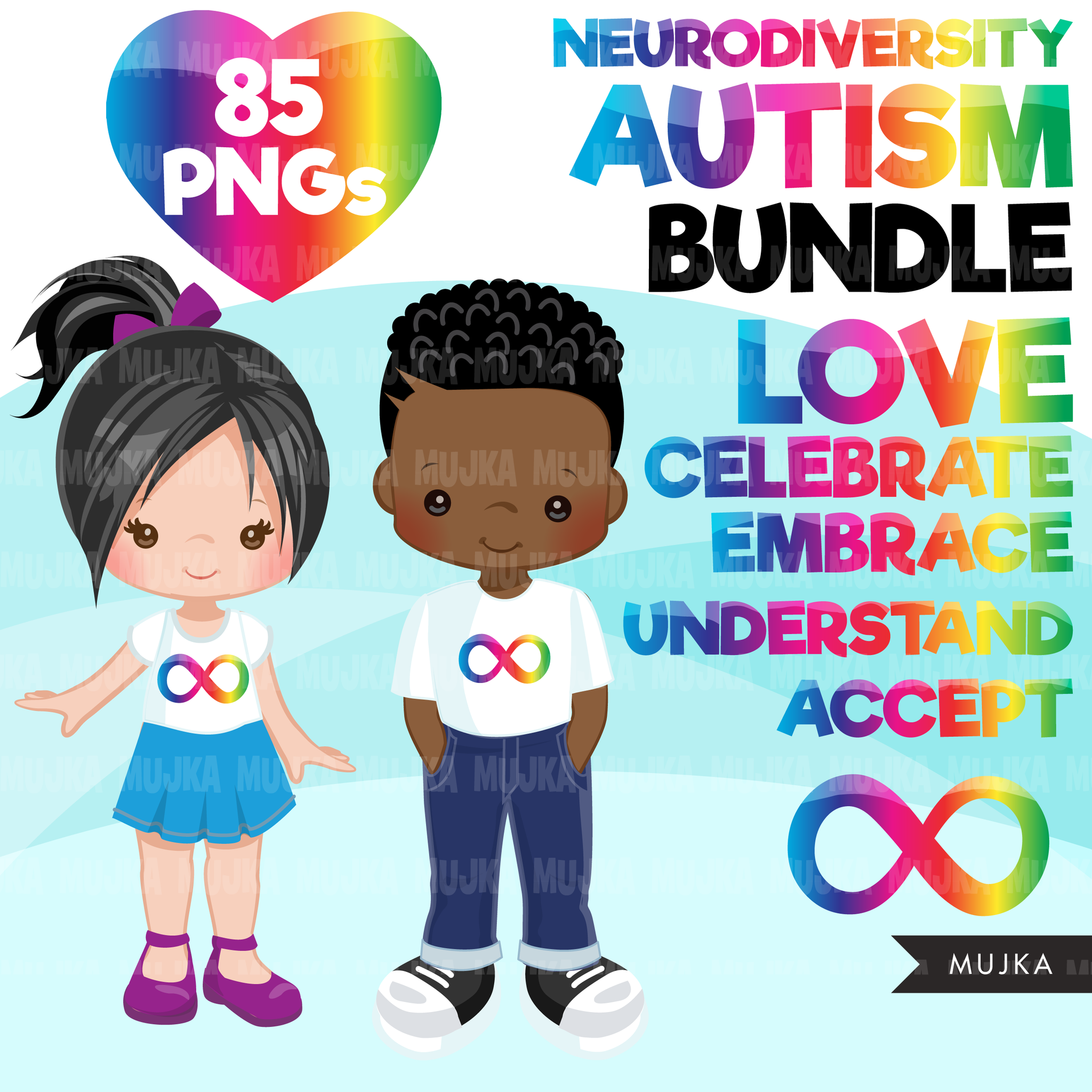 Neurodiversity Bundle, autism bundle, neurodiversity png, celebrate png, autism clipart, autism acceptance png, infinity png, spectrum png