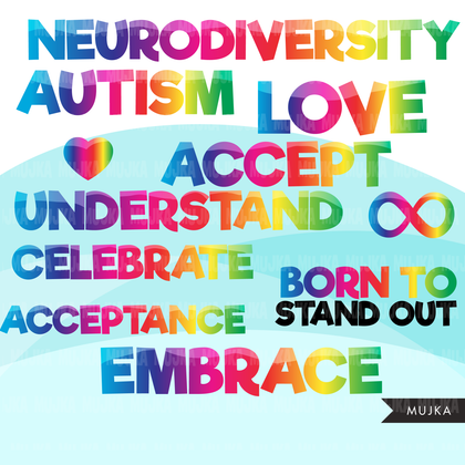 Neurodiversity Bundle, autism bundle, neurodiversity png, celebrate png, autism clipart, autism acceptance png, infinity png, spectrum png