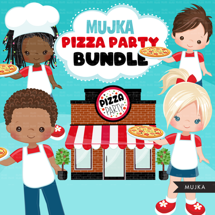 Pizza clipart bundle, pizza chef, pizza shop bundle sublimation designs digital download, pizza birthday png, pizza kids, black boy and girl