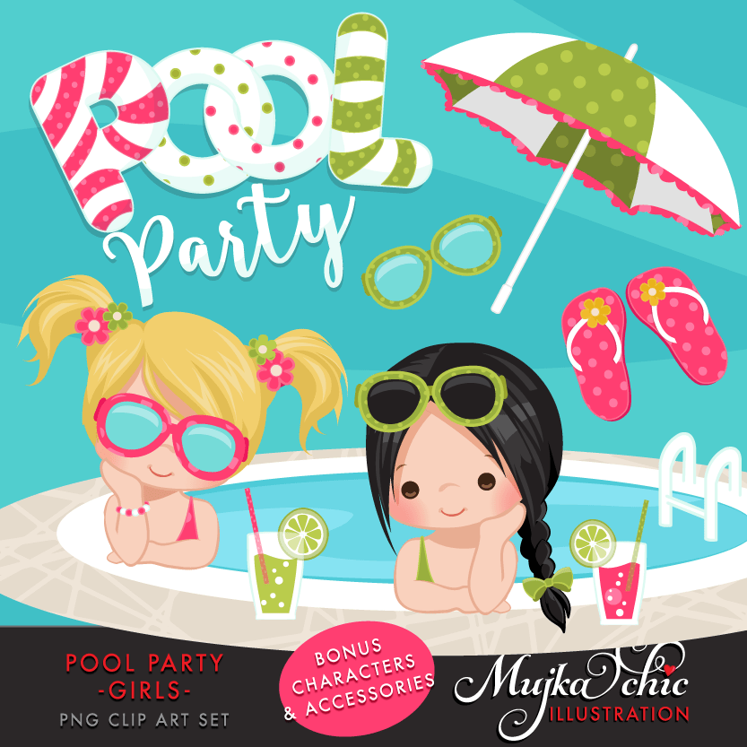Pool party clipart – MasterBundles