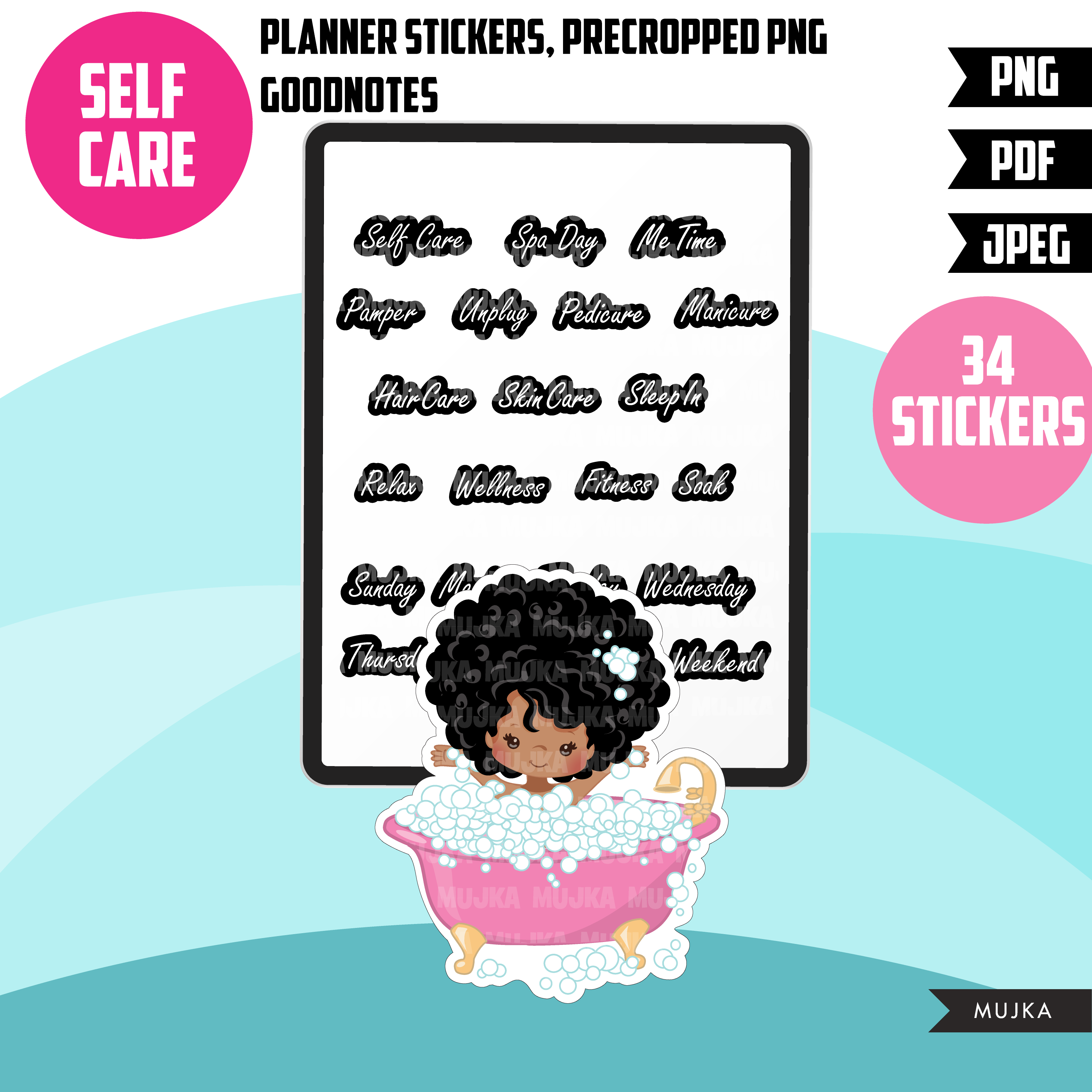 Black Girl Digital Planner Stickers, Black Girl Clipart, Black Women  Digital Planner Stickers, Self Care Stickers, for Black Girl Quotes 