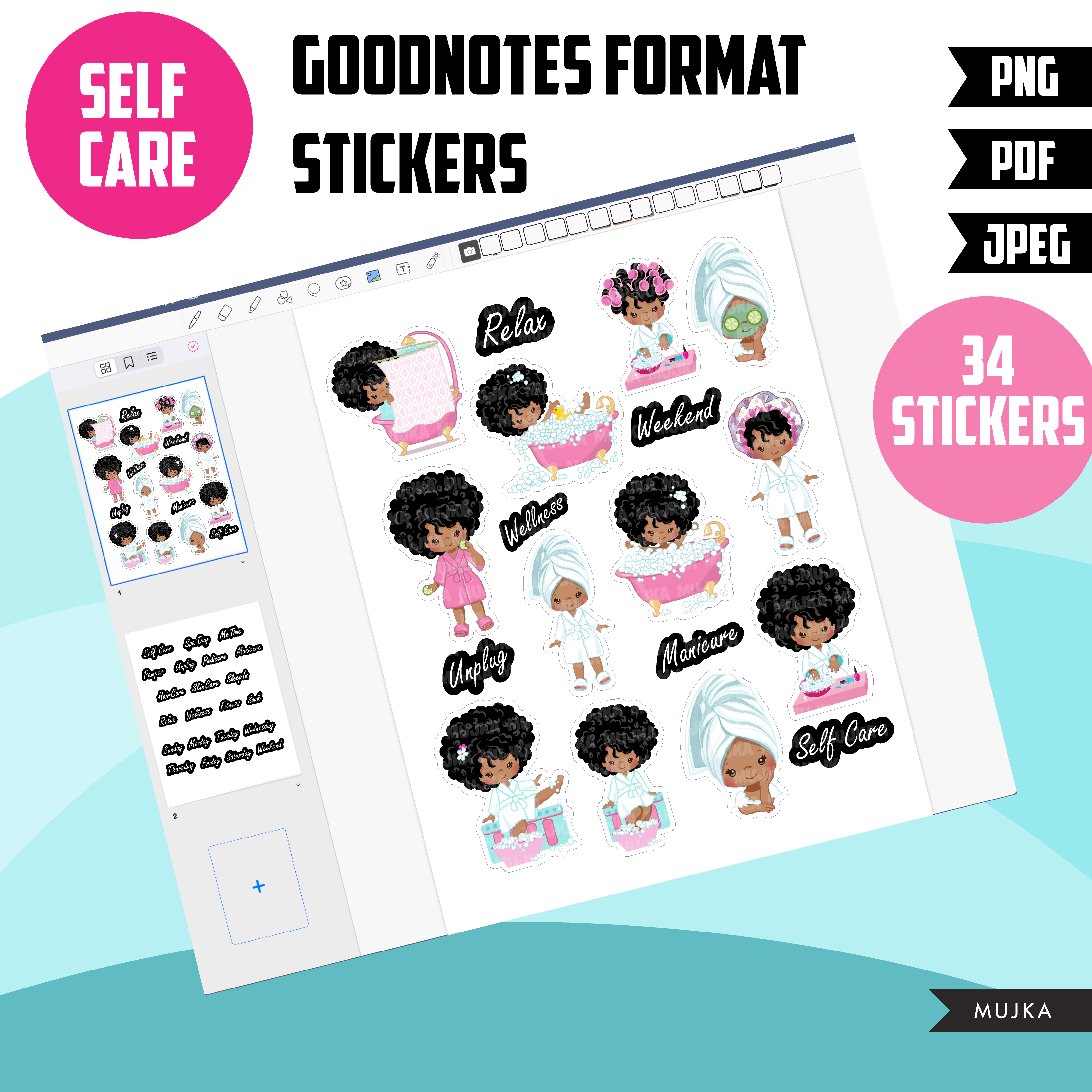 Black Girl Digital Planner Stickers, Black Girl Clipart, Black Women  Digital Planner Stickers, Self Care Stickers, for Black Girl Quotes 