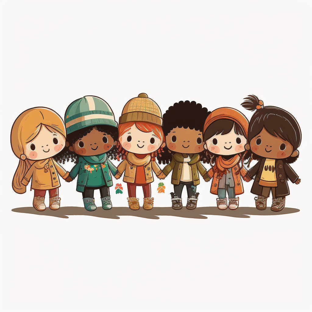 Free Diverse Children Graphic, Kids holding hands, happy children, welcome 2023, boys and girls