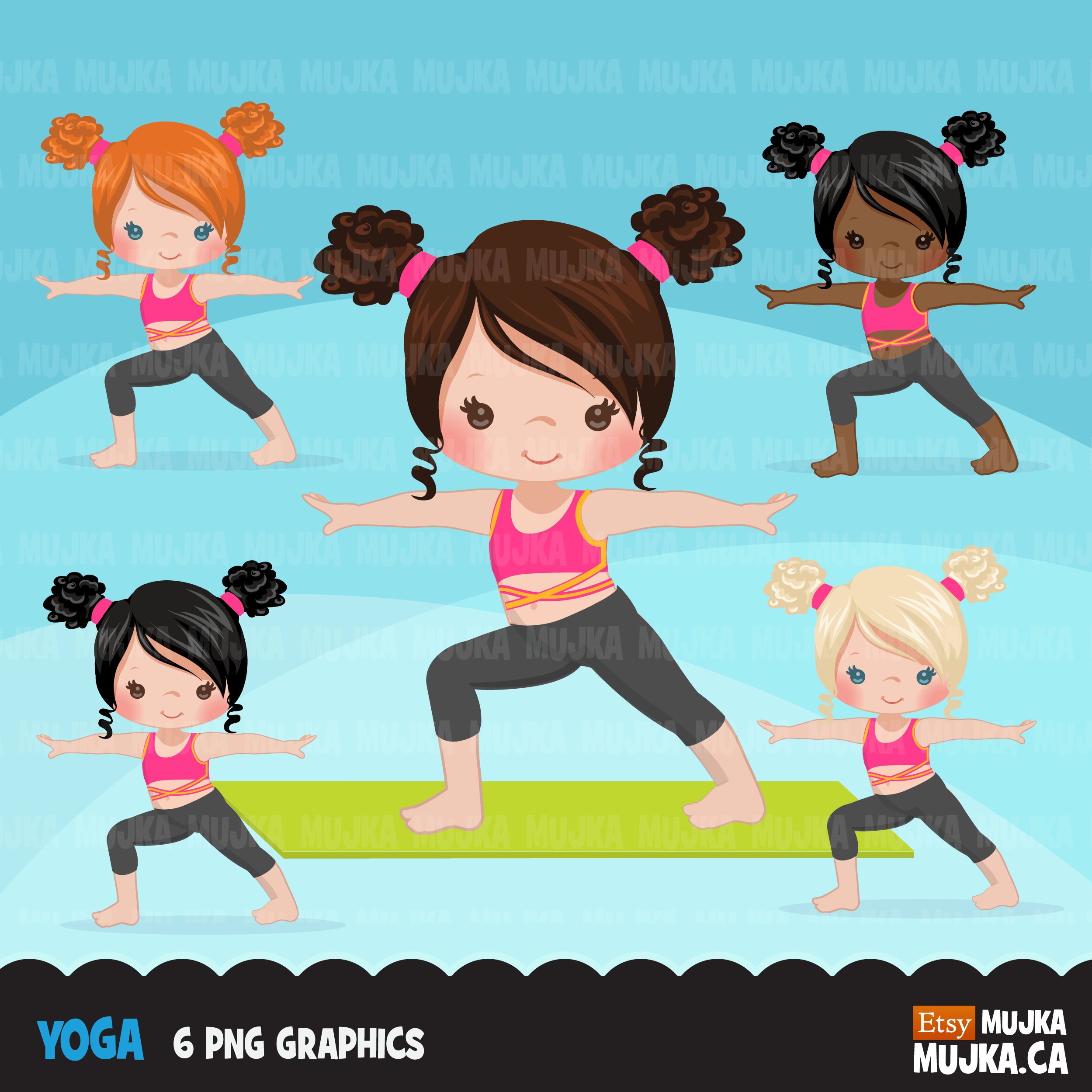 Yoga Clipart Bundle, Yoga healthy Life style Girls