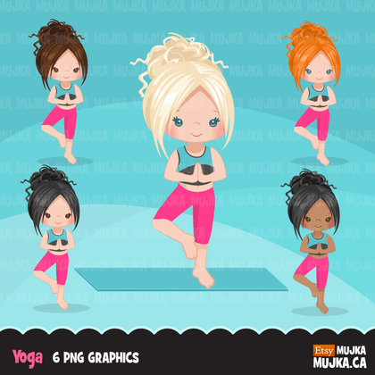 Yoga Clipart Bundle, Yoga healthy Life style graphics. Girls