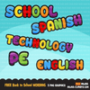 Free School wording clipart, English, School, Spanish, Technology, PE lettering