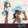 Black African American Cowgirl Pregnant Woman Character Clipart. Baby Shower Party Invitation Character