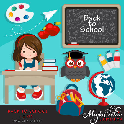 Girl going Back to school Clipart