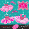 Girl Ballerinas and Tutus Hot Pink Glitter Clipart