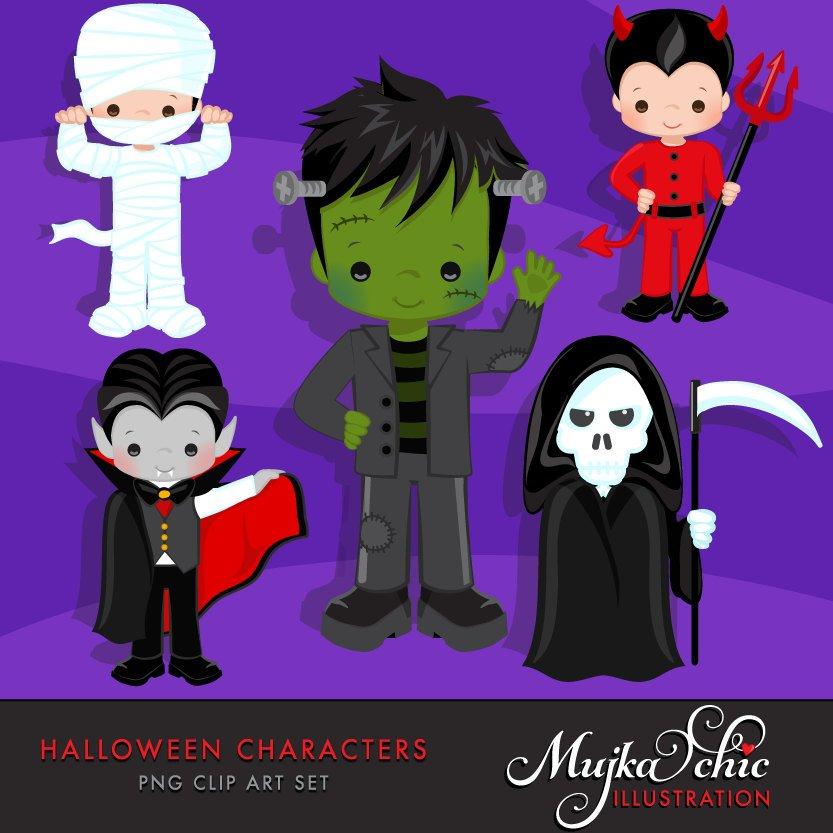 Halloween Characters Frankestein Clipart. Boys