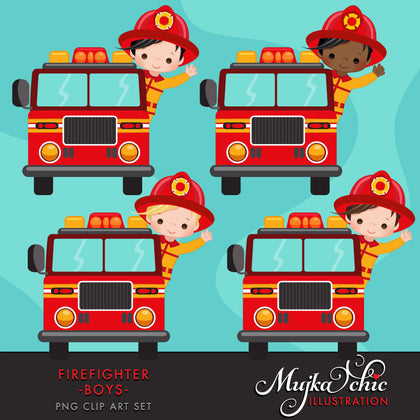 Firefighter Boys Clipart
