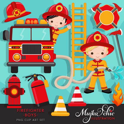 Firefighter Boys Clipart