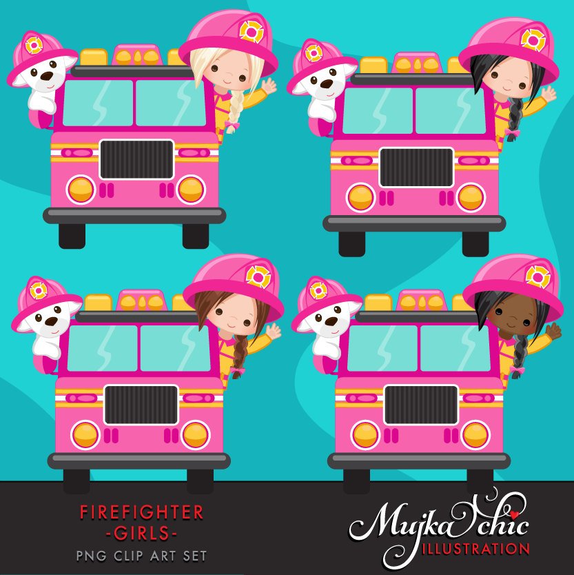Firefighter Girls Clipart