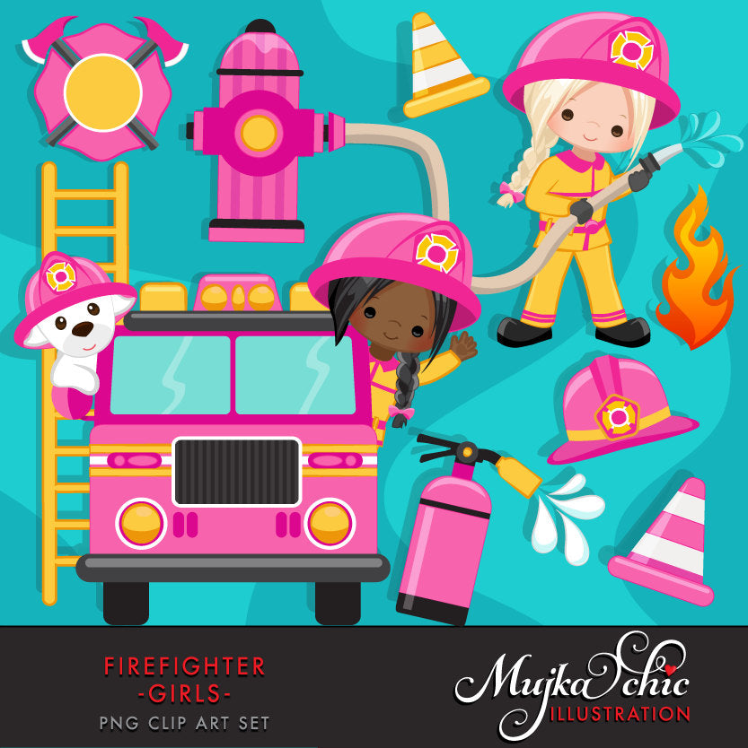 Firefighter Girls Clipart