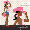 Black African American Cowgirl Pregnant Woman Character Clipart. Baby Shower Party Invitation Character