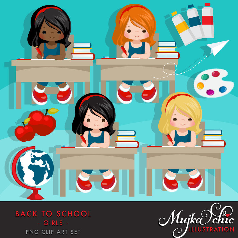 Girl going Back to school Clipart