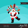 black Santa clipart. Christmas graphics with gift bags, candies