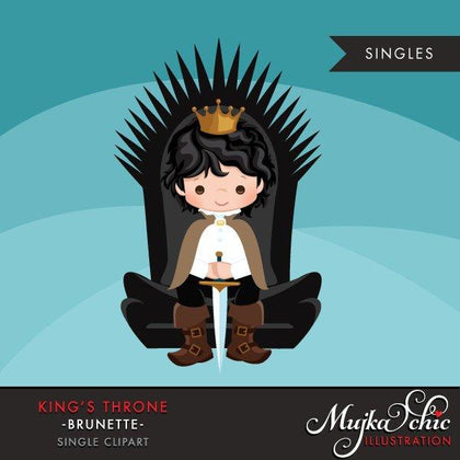 King Throne Clipart. Dark brunette boy