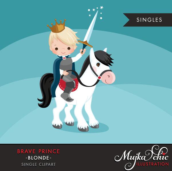 Brave Prince Clipart. Cute Boy on horse graphic