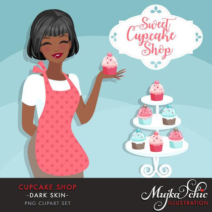 Black woman Cupcake Shop Owner Avatar. Black girl