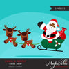 Santa clipart with gift bags, rudolph the reindeer graphics. Christmas