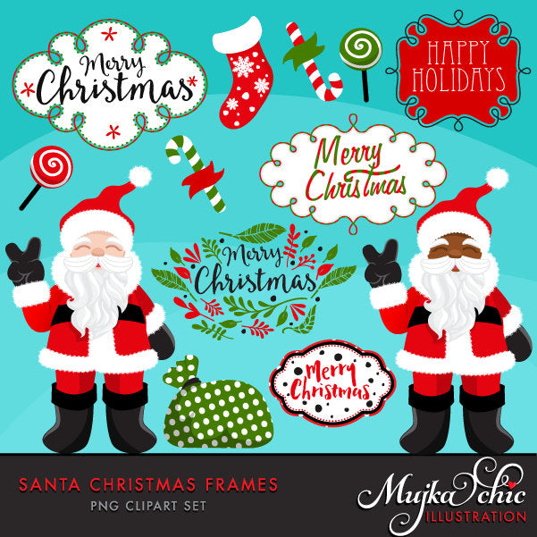 Santa clipart Christmas frames, candies, peppermint lollipop