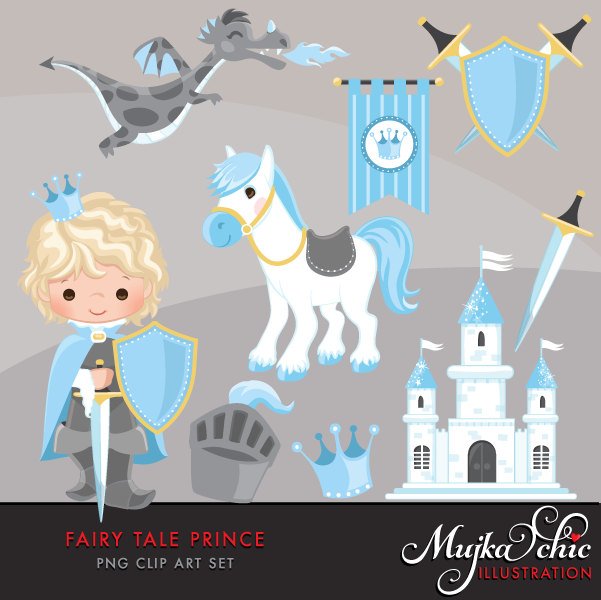 Fairy Tale Prince, Boy on horse clipart