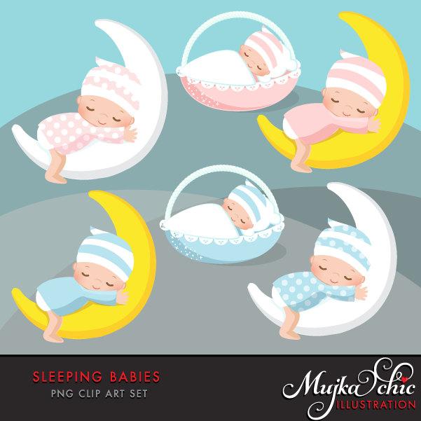 Baby Clipart. Pink and blue baby graphics