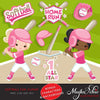 Softball Clipart, girl in pink jersey